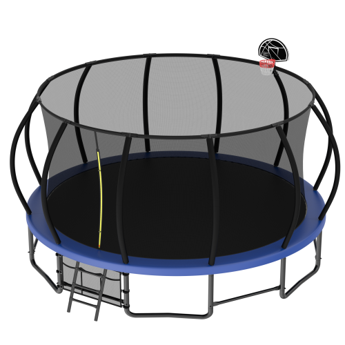 MyFunGear forti 16ft outdoor trampoline blue with basketball hoop