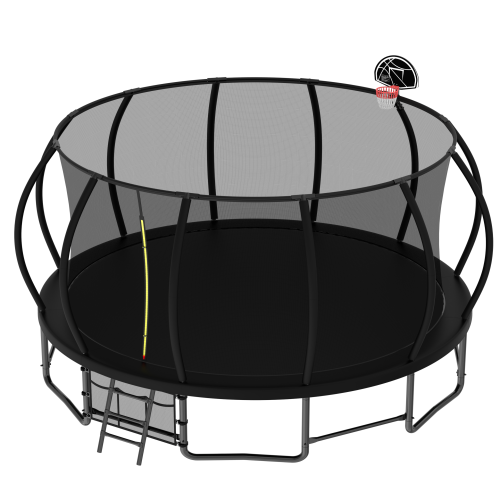 MyFunGear forti 16ft outdoor trampoline black with basketball hoop