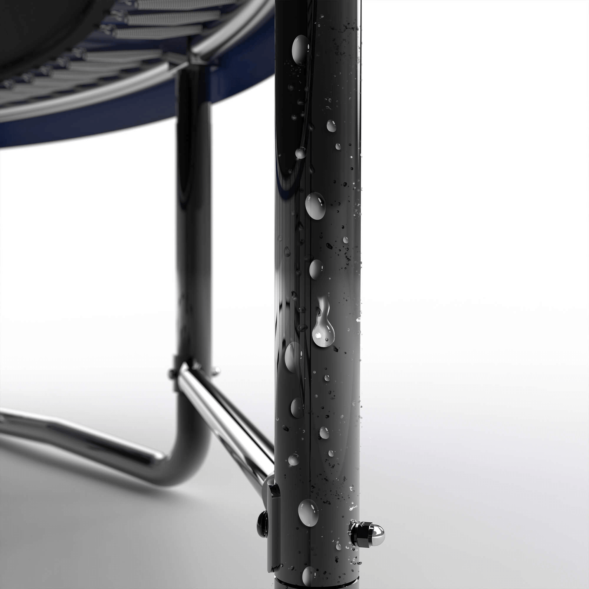 MyFunGear trampoline legs are coated with a black powder finish, making them waterproof, rust-resistant, and anti-oxidation.